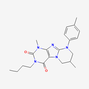 molecular formula C21H27N5O2 B11333465 3-butyl-1,7-dimethyl-9-(4-methylphenyl)-7,8-dihydro-6H-purino[7,8-a]pyrimidine-2,4-dione 