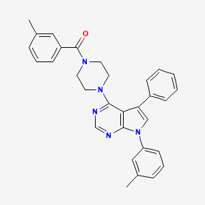 molecular formula C31H29N5O B11333495 (3-methylphenyl){4-[7-(3-methylphenyl)-5-phenyl-7H-pyrrolo[2,3-d]pyrimidin-4-yl]piperazin-1-yl}methanone 