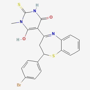 (5Z)-5-[2-(4-bromophenyl)-2,3-dihydro-1,5-benzothiazepin-4(5H)-ylidene]-1-methyl-2-thioxodihydropyrimidine-4,6(1H,5H)-dione