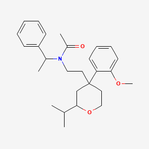 N-{2-[4-(2-Methoxyphenyl)-2-(propan-2-YL)oxan-4-YL]ethyl}-N-(1-phenylethyl)acetamide