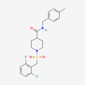 molecular formula C21H24ClFN2O3S B11333647 1-[(2-chloro-6-fluorobenzyl)sulfonyl]-N-(4-methylbenzyl)piperidine-4-carboxamide 