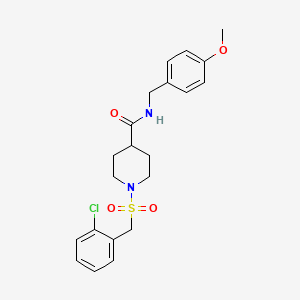 molecular formula C21H25ClN2O4S B11333655 1-[(2-chlorobenzyl)sulfonyl]-N-(4-methoxybenzyl)piperidine-4-carboxamide 