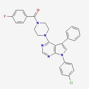 {4-[7-(4-chlorophenyl)-5-phenyl-7H-pyrrolo[2,3-d]pyrimidin-4-yl]piperazin-1-yl}(4-fluorophenyl)methanone