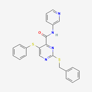 molecular formula C23H18N4OS2 B11333786 2-(benzylsulfanyl)-5-(phenylsulfanyl)-N-(pyridin-3-yl)pyrimidine-4-carboxamide 