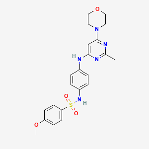 molecular formula C22H25N5O4S B11333809 4-methoxy-N-(4-((2-methyl-6-morpholinopyrimidin-4-yl)amino)phenyl)benzenesulfonamide 