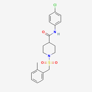 molecular formula C20H23ClN2O3S B11333820 N-(4-chlorophenyl)-1-[(2-methylbenzyl)sulfonyl]piperidine-4-carboxamide 