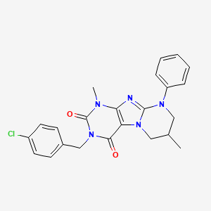 3-[(4-chlorophenyl)methyl]-1,7-dimethyl-9-phenyl-7,8-dihydro-6H-purino[7,8-a]pyrimidine-2,4-dione