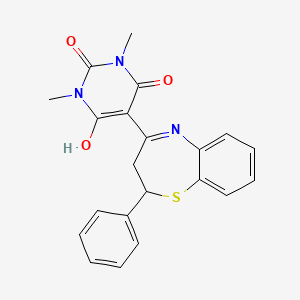 molecular formula C21H19N3O3S B11333873 1,3-dimethyl-5-(2-phenyl-2,3-dihydro-1,5-benzothiazepin-4(5H)-ylidene)pyrimidine-2,4,6(1H,3H,5H)-trione 