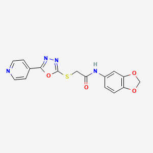 molecular formula C16H12N4O4S B11333919 N-(1,3-benzodioxol-5-yl)-2-{[5-(pyridin-4-yl)-1,3,4-oxadiazol-2-yl]sulfanyl}acetamide 