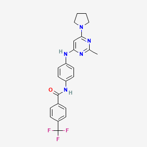 molecular formula C23H22F3N5O B11333936 N-(4-{[2-Methyl-6-(pyrrolidin-1-YL)pyrimidin-4-YL]amino}phenyl)-4-(trifluoromethyl)benzamide 