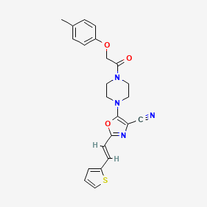 5-{4-[(4-methylphenoxy)acetyl]piperazin-1-yl}-2-[(E)-2-(thiophen-2-yl)ethenyl]-1,3-oxazole-4-carbonitrile