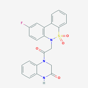 4-[(9-Fluoro-5,5-dioxido-6H-dibenzo[C,E][1,2]thiazin-6-YL)acetyl]-3,4-dihydro-2(1H)-quinoxalinone