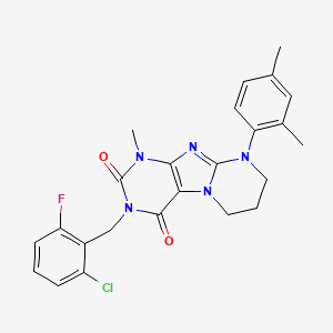 molecular formula C24H23ClFN5O2 B11334076 3-[(2-chloro-6-fluorophenyl)methyl]-9-(2,4-dimethylphenyl)-1-methyl-7,8-dihydro-6H-purino[7,8-a]pyrimidine-2,4-dione 