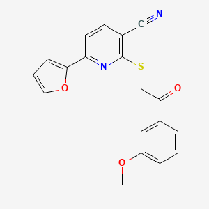 molecular formula C19H14N2O3S B11334128 6-(Furan-2-yl)-2-{[2-(3-methoxyphenyl)-2-oxoethyl]sulfanyl}pyridine-3-carbonitrile 