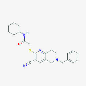 2-[(6-benzyl-3-cyano-5,6,7,8-tetrahydro-1,6-naphthyridin-2-yl)sulfanyl]-N-cyclohexylacetamide