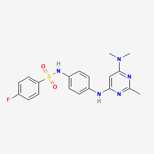 molecular formula C19H20FN5O2S B11334140 N-(4-((6-(dimethylamino)-2-methylpyrimidin-4-yl)amino)phenyl)-4-fluorobenzenesulfonamide 