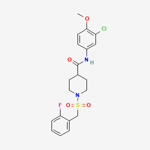 molecular formula C20H22ClFN2O4S B11334181 N-(3-chloro-4-methoxyphenyl)-1-[(2-fluorobenzyl)sulfonyl]piperidine-4-carboxamide 