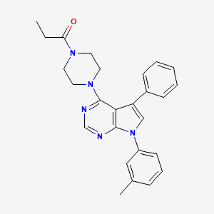 1-{4-[7-(3-methylphenyl)-5-phenyl-7H-pyrrolo[2,3-d]pyrimidin-4-yl]piperazin-1-yl}propan-1-one