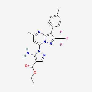 molecular formula C21H19F3N6O2 B11334215 ethyl 5-amino-1-[5-methyl-3-(4-methylphenyl)-2-(trifluoromethyl)pyrazolo[1,5-a]pyrimidin-7-yl]-1H-pyrazole-4-carboxylate 