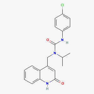 molecular formula C20H20ClN3O2 B11334232 3-(4-Chlorophenyl)-1-[(2-oxo-1,2-dihydroquinolin-4-yl)methyl]-1-propan-2-ylurea 