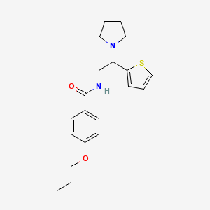 molecular formula C20H26N2O2S B11334233 4-propoxy-N-[2-(pyrrolidin-1-yl)-2-(thiophen-2-yl)ethyl]benzamide 