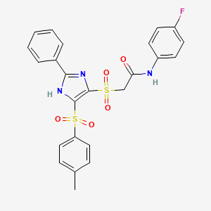 N-(4-Fluorophenyl)-2-((2-phenyl-4-tosyl-1H-imidazol-5-yl)sulfonyl)acetamide