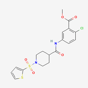 molecular formula C18H19ClN2O5S2 B11334273 Methyl 2-chloro-5-({[1-(thiophen-2-ylsulfonyl)piperidin-4-yl]carbonyl}amino)benzoate 