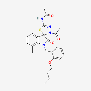 N-{3'-Acetyl-1-[(2-butoxyphenyl)methyl]-7-methyl-2-oxo-1,2-dihydro-3'H-spiro[indole-3,2'-[1,3,4]thiadiazol]-5'-YL}acetamide