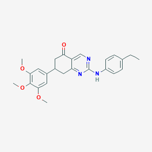 molecular formula C25H27N3O4 B11334314 2-[(4-ethylphenyl)amino]-7-(3,4,5-trimethoxyphenyl)-7,8-dihydroquinazolin-5(6H)-one 