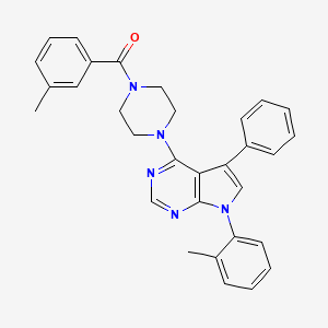 molecular formula C31H29N5O B11334375 (3-methylphenyl){4-[7-(2-methylphenyl)-5-phenyl-7H-pyrrolo[2,3-d]pyrimidin-4-yl]piperazin-1-yl}methanone 