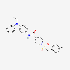 molecular formula C28H31N3O3S B11334402 N-(9-ethyl-9H-carbazol-3-yl)-1-[(4-methylbenzyl)sulfonyl]piperidine-4-carboxamide 