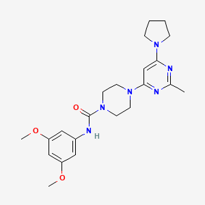 molecular formula C22H30N6O3 B11334502 N-(3,5-Dimethoxyphenyl)-4-[2-methyl-6-(pyrrolidin-1-YL)pyrimidin-4-YL]piperazine-1-carboxamide 