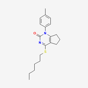 4-(hexylsulfanyl)-1-(4-methylphenyl)-1,5,6,7-tetrahydro-2H-cyclopenta[d]pyrimidin-2-one