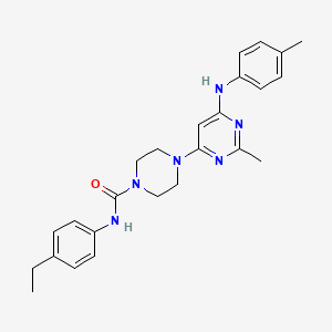 molecular formula C25H30N6O B11334548 N-(4-ethylphenyl)-4-{2-methyl-6-[(4-methylphenyl)amino]pyrimidin-4-yl}piperazine-1-carboxamide 