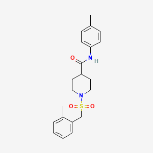 molecular formula C21H26N2O3S B11334567 1-[(2-methylbenzyl)sulfonyl]-N-(4-methylphenyl)piperidine-4-carboxamide 