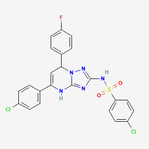 molecular formula C23H16Cl2FN5O2S B11334581 4-chloro-N-[5-(4-chlorophenyl)-7-(4-fluorophenyl)-3,7-dihydro[1,2,4]triazolo[1,5-a]pyrimidin-2-yl]benzenesulfonamide 