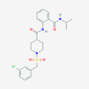 molecular formula C23H28ClN3O4S B11334597 1-[(3-chlorobenzyl)sulfonyl]-N-[2-(propan-2-ylcarbamoyl)phenyl]piperidine-4-carboxamide 