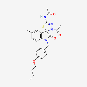 N-{3'-Acetyl-1-[(4-butoxyphenyl)methyl]-5-methyl-2-oxo-1,2-dihydro-3'H-spiro[indole-3,2'-[1,3,4]thiadiazol]-5'-YL}acetamide