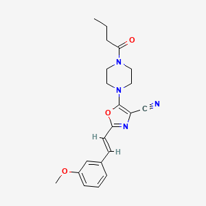 molecular formula C21H24N4O3 B11334613 5-(4-butanoylpiperazin-1-yl)-2-[(E)-2-(3-methoxyphenyl)ethenyl]-1,3-oxazole-4-carbonitrile 