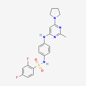 molecular formula C21H21F2N5O2S B11334650 2,4-difluoro-N-(4-((2-methyl-6-(pyrrolidin-1-yl)pyrimidin-4-yl)amino)phenyl)benzenesulfonamide 