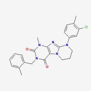 molecular formula C24H24ClN5O2 B11334672 9-(3-chloro-4-methylphenyl)-1-methyl-3-(2-methylbenzyl)-6,7,8,9-tetrahydropyrimido[2,1-f]purine-2,4(1H,3H)-dione 