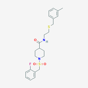 1-[(2-fluorobenzyl)sulfonyl]-N-{2-[(3-methylbenzyl)sulfanyl]ethyl}piperidine-4-carboxamide