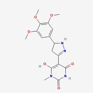 (5Z)-6-hydroxy-3-methyl-5-[5-(3,4,5-trimethoxyphenyl)pyrazolidin-3-ylidene]pyrimidine-2,4(3H,5H)-dione