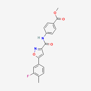 molecular formula C19H15FN2O4 B11334756 Methyl 4-({[5-(3-fluoro-4-methylphenyl)-1,2-oxazol-3-yl]carbonyl}amino)benzoate 