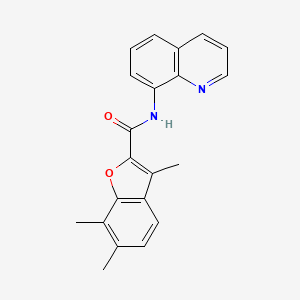 molecular formula C21H18N2O2 B11334767 3,6,7-trimethyl-N-(quinolin-8-yl)-1-benzofuran-2-carboxamide 