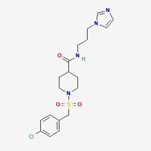 1-[(4-chlorobenzyl)sulfonyl]-N-[3-(1H-imidazol-1-yl)propyl]piperidine-4-carboxamide