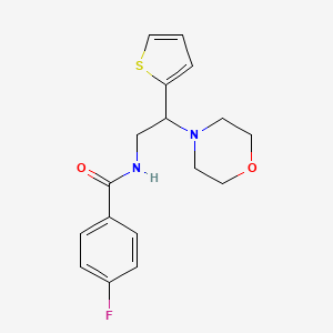 molecular formula C17H19FN2O2S B11334834 4-fluoro-N-[2-(morpholin-4-yl)-2-(thiophen-2-yl)ethyl]benzamide 