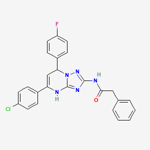 molecular formula C25H19ClFN5O B11334841 N-[5-(4-chlorophenyl)-7-(4-fluorophenyl)-3,7-dihydro[1,2,4]triazolo[1,5-a]pyrimidin-2-yl]-2-phenylacetamide 