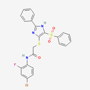 molecular formula C23H17BrFN3O3S2 B11334846 N-(4-bromo-2-fluorophenyl)-2-{[2-phenyl-4-(phenylsulfonyl)-1H-imidazol-5-yl]sulfanyl}acetamide 