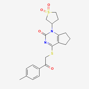 molecular formula C20H22N2O4S2 B11334857 1-(1,1-dioxidotetrahydrothiophen-3-yl)-4-{[2-(4-methylphenyl)-2-oxoethyl]sulfanyl}-1,5,6,7-tetrahydro-2H-cyclopenta[d]pyrimidin-2-one 